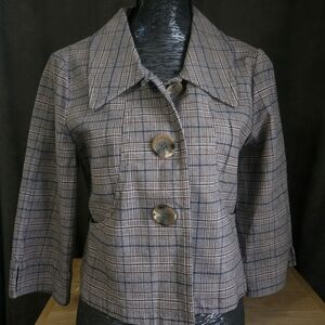 Dalia Gray Plaid Blazer with Large Buttons